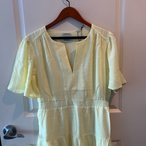 NWT Scotch & Soda Yellow Midi Length Paneled Dress Gathering Details - Picture 7 of 16